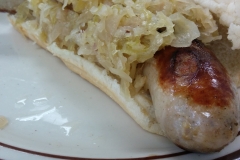 Bratwurst on a roll with Sauerkraut